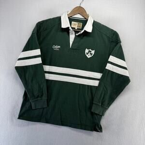 Vintage Ireland Rugby Shirt men's large Green Cotton Traders Futbol Soccer 90s